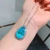 2023 wish transfronterizo nuevo moda retro europea y americana collar con colgante azul marino pendientes traje de gota de agua para mujer