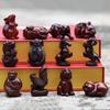 Ornamentos de Madeira de Jacarandá Esculpida Doze Zodíacos Esculpidos à Mão: Rato, Boi, Tigre, Coelho, Dragão, Serpente, Cavalo, Ovelha, Macaco, Galo, Peças Decorativas para Mesa de Escritório
