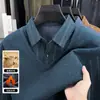 Camiseta Masculina de Inverno com Veludo Plus Size Camisa Camada Base Grossa para Homem de Meia-idade Moda Gola Lapela Quente Falso Duas Peças Top Dropshipping