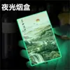 Nuevo estuche de cigarrillos luminoso estilo chino, pintura de paisajes de montañas y ríos, estuche de cigarrillos universal portátil antipresión