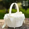 Suprimentos para Casamento Novo Cesta de Flores para Noiva Branco Estilo Ocidental Cesta para Flores de Daminha de Honra Madrinha Cesta de Flores de Mão para Casamento