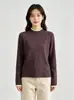 Camiseta Térmica de Manga Larga con Cuello Medio Alto y Ribete de Encaje para Mujer, Nuevo Estilo Otoño e Invierno 2026, Top Interior de Color Sólido