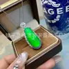 Nuevo Colgante Ruyi Incrustado de Calcedonia Verde Hielo de Alta Calidad Plateado, Colgante de Jade con Forma de Corazón y Hoja de Ágata Verde para Mujer