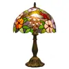 Lámpara de Mesa Retro Europea de Lujo Tiffany para Sala de Estar, Restaurante, Dormitorio, Mesita de Noche, Barra, Pastoral Uva Cálida, Personalidad Creativa