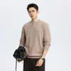 Suéter de malha canelada com gola Henley, suéter texturizado para outono e inverno, blusa básica casual para o dia a dia, atacado