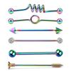 Set de 6 piezas de comercio electrónico para acero inoxidable industrial barra para oreja pendientes de mancuerna tachuelas pendientes dobles para oreja piercing en el puente de la oreja