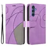 Capa de Couro com Padrão de Linhas S26 Adequada para Samsung S25 Ultra Carteira Curva Porta-Cartão S24/S23 Capa Protetora de Cobertura Total