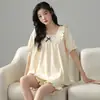 Pijama para Mujer Verano Algodón Manga Corta Shorts Estilo Simple Casual Dulce Lindo Ropa de Casa Nueva de Verano 2024