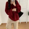 Suéter de punto con mangas de farol transfronterizo para mujer, nuevo estilo de otoño e invierno, corte holgado, suave y delicado, top de punto versátil