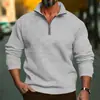 Sudadera Informal de Color Sólido con Mangas Largas y Media Cremallera con Cuello Alto para Hombre, Popular Otoño e Invierno 2025, Estilo Europeo y Americano, de Temu