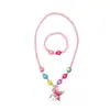 Conjunto de Joyería Personalizado para Niños Estilo Coreano Unicornio Cadena de Perlas Colgante Acrílico Collar para Niñas