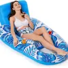 Colchoneta Inflable Flotante para Piscina, Cama Flotante Rayada, Hamaca, Sillón Individual, Almacenamiento, Flotador Grande Inflable, Flotador Portátil para Agua