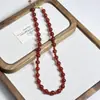 Collar y Pulsera de Ágata Roja Inspirados en Celebridades, Diseño de Año Zodiacal, Cadena para Clavícula, Realza el Cutis, Cadena Versátil de Alta Gama para Suéter
