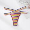 Tanga Sexy Estilo Europeo y Americano Modelo Nuevo con Correas Cruzadas, Entrepierna de Algodón Puro, Ligero y Transpirable, Calzones Rayados para Mujer 'Hot Girl' que No Aprietan las Caderas