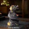 Adorno de Mascota de Té de Arcilla Púrpura del Año Nuevo del Dragón para la Riqueza y la Prosperidad, Diseño de Dragón Dorado, Juego de Té Creativo, Adecuado para la Decoración de la Mesa de Té