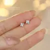 Pendientes de trébol de cuatro hojas de plata s925 con circonita de color dopamina para mujer, frescos y dulces, amigables con el oído, tachuelas para el cartílago, accesorios para el oído