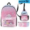 Mochila Sanrio Melody de três peças, bolsa de ombro única para estudantes, estojo para lápis