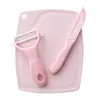 Juego de Cuchillos para Fruta de Cerámica Imitación Juego de Tres Piezas Tabla de Cortar Tabla de Cortar Cuchillo para Melón y Fruta Juego de 3 Piezas Cuchillo para Comida de Bebé Cuchillo Pelador