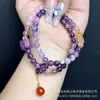 Pulsera de Sándalo Verde de Media Cadena con Múltiples Círculos, Pulsera Doble Círculo Morado Ahumado Natural Grado A, Diseño DIY, Modelo Popular de Amatista Estilo Chino Nuevo