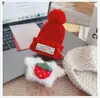 Ropa para Muñeco Labubu de Primera, Segunda y Tercera Generación 17cm Atuendo de Fiesta Sentado Labubu Suéter de Fresa Sombrero de Año Nuevo Bufanda