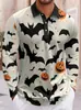 Impresión Digital 3D Murciélago de Halloween Cabeza de Calabaza Camisa Polo Clásica para Hombre Cuello Campana Casual Cómoda Otoño Invierno Manga Larga