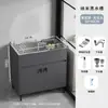 Gabinete de pia de cozinha com cuba integrada para uso doméstico, cuba única grande feita de aço inoxidável espessado, pia artesanal com gabinete de piso
