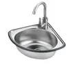 Fregadero triangular de acero inoxidable, lavabo para verduras de cocina, lavabo individual pequeño para lavar platos, lavabo simple para lavado de manos doméstico, fregadero de cocina en forma de abanico