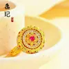 Colar Pingente Bússola Esmaltada Banhado a Ouro de Alta Retenção de Cor com Borla e Cabaça, Símbolo de Fortuna, Pulseira de Moeda dos Cinco Imperadores Atacado