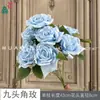 Rosa de Nueve Cabezas, Rosa Cappuccino con Borde Rizado, Flor de Seda para Decoración de Boda Fresca, Flor Artificial Famosa en Internet para Sesión de Fotos