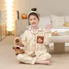 Pijama Novo para Meninos 2025 Primavera e Outono Estilo Coreano Cardigã para Crianças Maiores Meninas Adolescentes Roupa de Casa Infantil Conjunto de Roupa Infantil