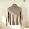 Suéter feminino de gola alta, moda outono feminina, camisa básica elegante, blusa de tricô de manga longa lisa para mulheres