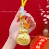 2026 Año del Caballo Bolsa de la Fortuna Dorada Llavero Potenciador Diario de Riqueza Colgante para Bolso Colgante de Teléfono de la Suerte Festival Qixi Pequeño Regalo