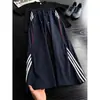 Pantalones de secado rápido de tres rayas estilo americano para hombre, pantalones deportivos finos de verano con cremallera deconstruida a rayas, pantalones casuales de corte limpio