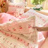 Juego de Cuatro Piezas de Felpa de Leche de Dibujos Animados Invierno Espesado Franela Funda Nórdica Sábana Dormitorio Estudiante Niños Juego de Tres Piezas Ropa de Cama