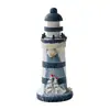 Decoración de Escritorio Adornos Faro Pequeño Azul y Blanco de Madera Estilo Oceánico Transfronterizo 15cm Regalo Creativo Accesorios para Fotografía