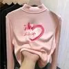 Camada de base térmica de outono e inverno para meninas, top interno estiloso com gola semi-alta, camiseta casual de manga comprida para crianças e bebês meninas