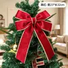 Laço de Natal novo transfronteiriço com acabamento dourado, enfeite de árvore de Natal de esponja, laço de orelhas duplas, decoração para vitrine