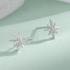 Brincos S999 Prata Pura Zircônia Estrela de Oito Pontas para Mulheres, Brincos de Design de Nicho de Luxo Acessível, Pregos para Osso da Orelha, Piercing na Orelha, Não Precisa Remover os Brincos
