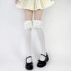 Calcetines Lolita de encaje multicapa hasta la rodilla con lazo japonés para chica dulce, estilo universitario puro deseo