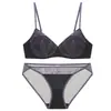 Lencería Sexy Estilo Francés para Mujer, Delgada y Transpirable, Encaje con Bloques de Color, Sujetador sin Aros, Levanta Busto Pequeño, Sujetador de Soporte Lateral