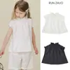 En Stock Primavera/Verano 2026 Camisa para Niñas Estilo Bene Igual, Camisa Blanca de Manga Corta con Volantes 100% Algodón, Camisa de Muñeca