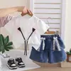 Conjunto de Verano para Niñas 2026 Nuevo Elegante de Moda Ropa Infantil Conjunto de Dos Piezas de Manga Corta de Verano para Bebés Niñas Al por Mayor