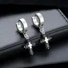 Pendientes de Cruz de Zirconia Transfronterizos para Hombres, Estilo de Celebridad de Internet de Moda, Pendientes de Diamante Cuadrado para Parejas, Joyería de Acero de Titanio