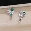 Accesorios DIY Joyería de Perlas Plata 925 Zirconia Verde Bases para Pendientes de Flor Productos Semi-Terminados Pendientes de Lujo de 9-12mm Jg7185
