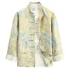 Camisa de Seda Xiangyun de Alta Qualidade Traje Tang Étnico Manga Longa Estilo Chinês Masculino Primavera/Outono Seda Genuína Seda de Amora Listrado Peça Superior