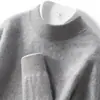 Suéter de cachemira 100% pura para hombre, cuello semi alto, suéter de punto de color liso, nueva camiseta básica de manga larga para otoño e invierno, casual y adecuada para ir al trabajo