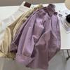 Estilo coreano estilo menina elegante chique antienvelhecimento veludo cotelê camisa feminina solta retrô 2024 outono e inverno nova camisa da moda