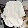 Camiseta de Manga Corta de Algodón 100% Puro de Alta Gama Color Púrpura Uva Pesada para Hombre y Mujer Verano 2025 Tops de Pareja Sueltos y Versátiles