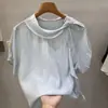 Nova Camisa Feminina de Manga Longa com Fita Francesa Primavera Nova Roupa de Trabalho Nova Roupa de Negócios Novo Estilo Top Novo Elegante