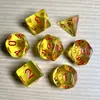 Juego de Dados Poliedros D&D con Patrón de Mármol, Color Mixto Transparente D4D6D8D10D12D20 Caras, Coc, Juego de Mesa, Juego de Siete Piezas